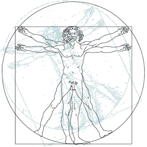 O Homem Vitruviano, criação de Da Vinci, representando o Microcosmo que se assemelha ao Macrocosmo em potencial
